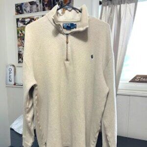 Polo Ralph Lauren Men's LT Tall Cream-colored Quarter Zip Sweater